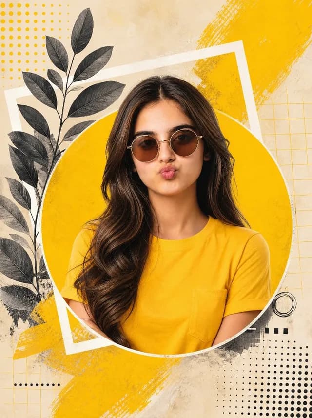 Yellow Mixed-Media Portrait Poster preview image 1
