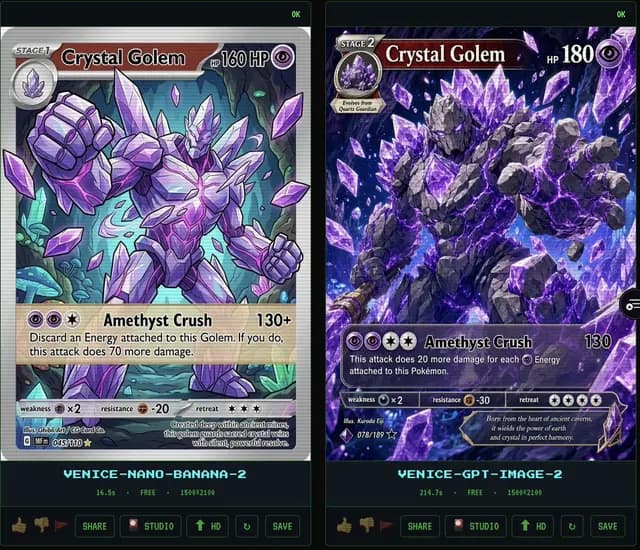 Crystal Golem Card Comparison UI preview image 1