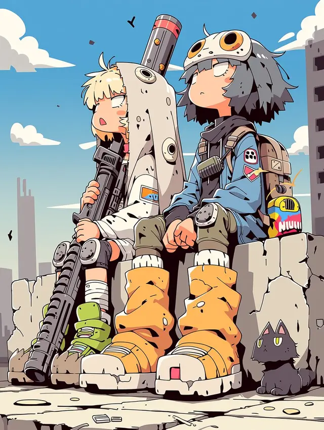 Anime Post-Apocalyptic Scavenger Kids preview image 1