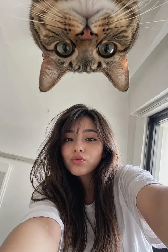 Identity Reference Selfie with Cat preview image 1