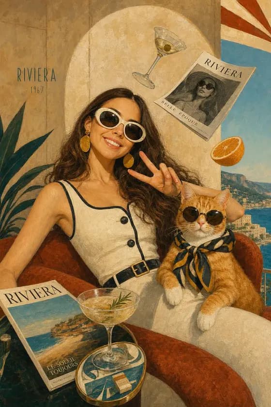 1960s Riviera Surreal Illustration preview image 1