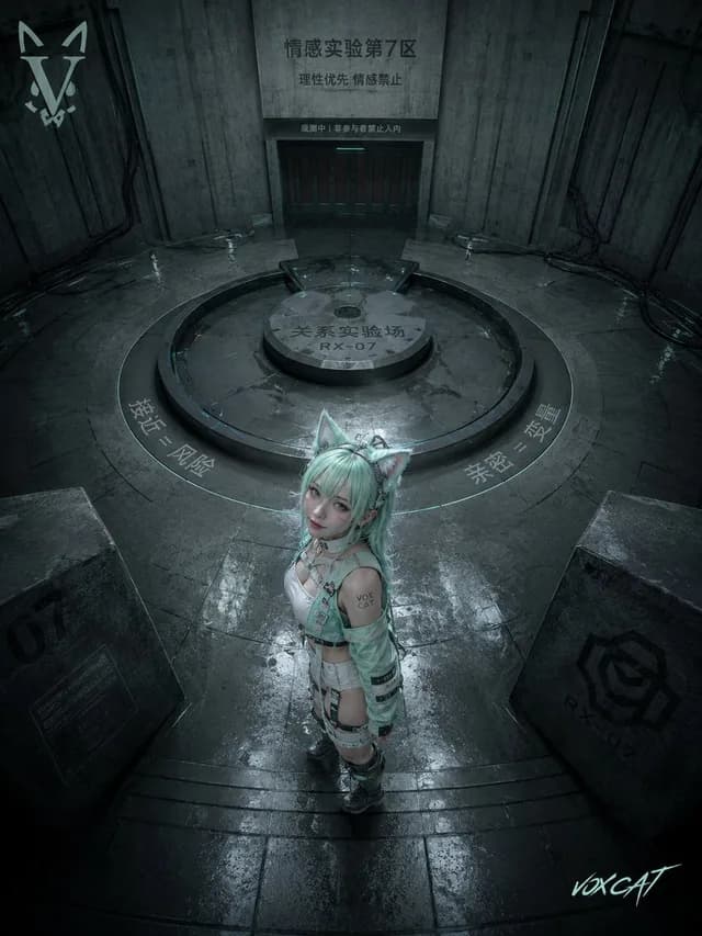 Overhead Sci-Fi Catgirl Test Yard preview image 1