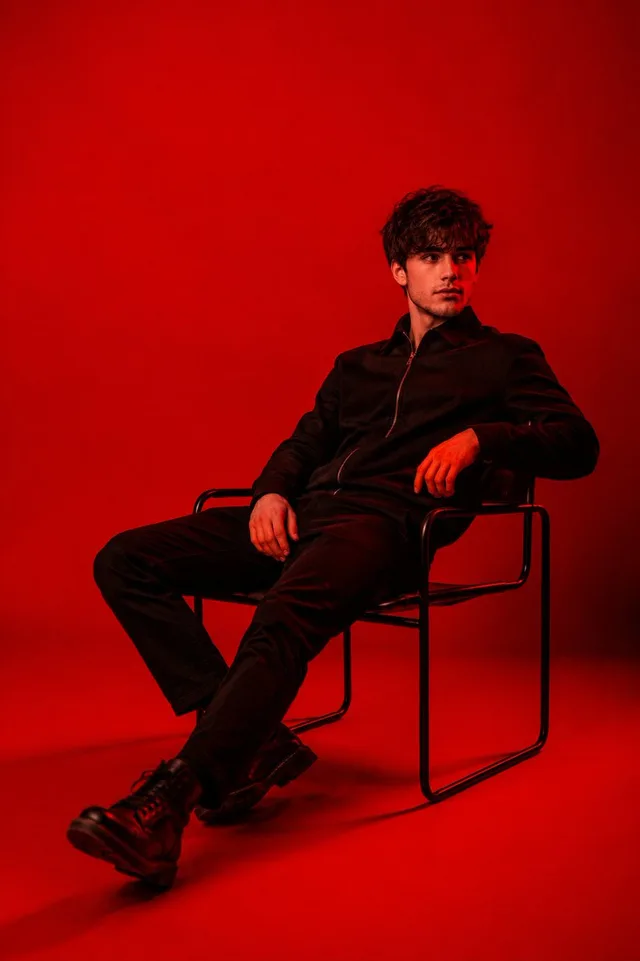 Red Light Minimalist Studio Portrait preview image 1