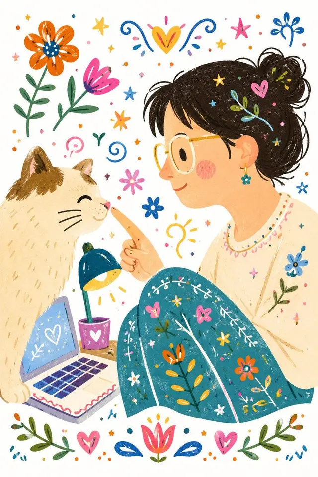 Decorative folk flat illustration preview image 1