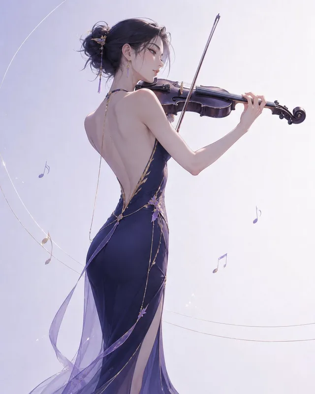 Elegant Violinist Minimalist Illustration preview image 1