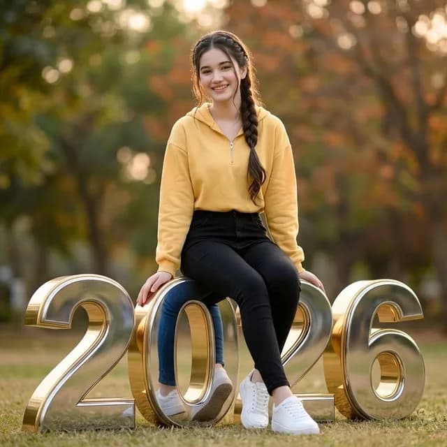 College Girl Sitting on 2026 Numbers preview image 1