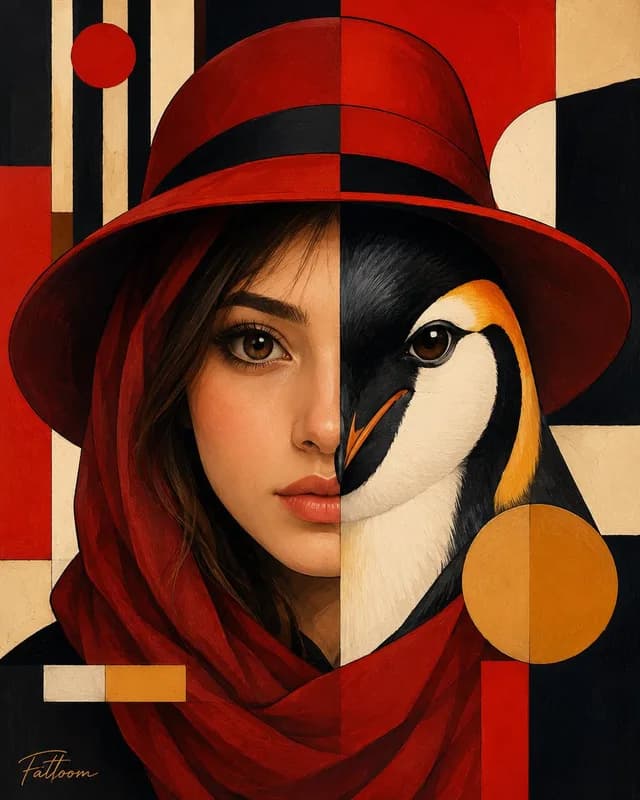 Surreal Human-Penguin Hybrid Portrait preview image 1