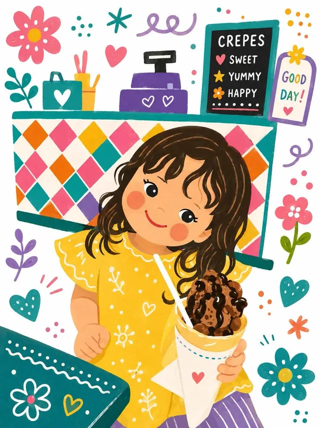 Kawaii Children's Storybook Crepe Illustration preview image 1