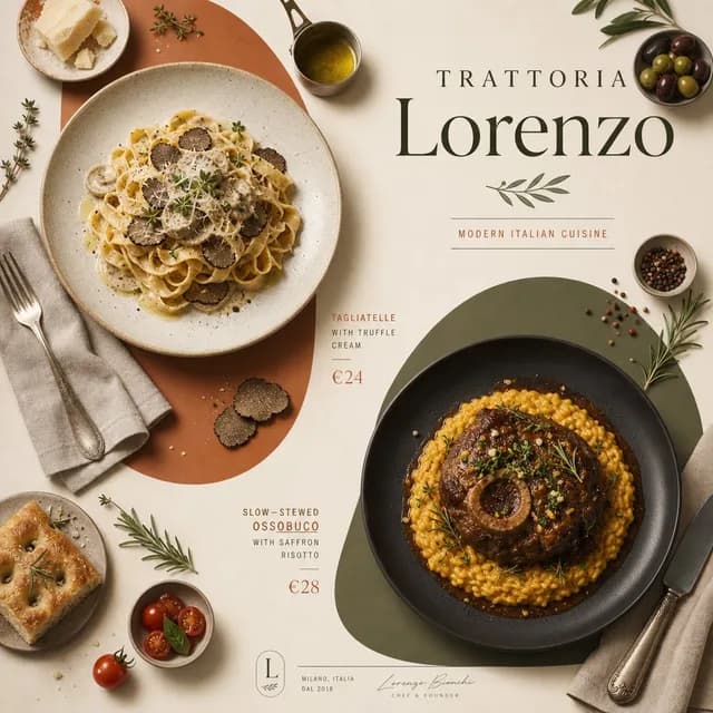 Italian-Japanese Fusion Restaurant Poster preview image 1