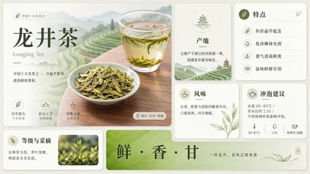 Clean Longjing Tea Infographic Upscale preview image 1