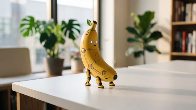 Cute Banana Robot on Table preview image 1