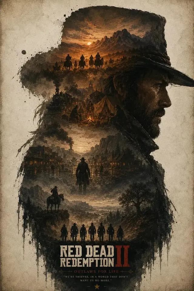 Wild West Double Exposure Poster preview image 1