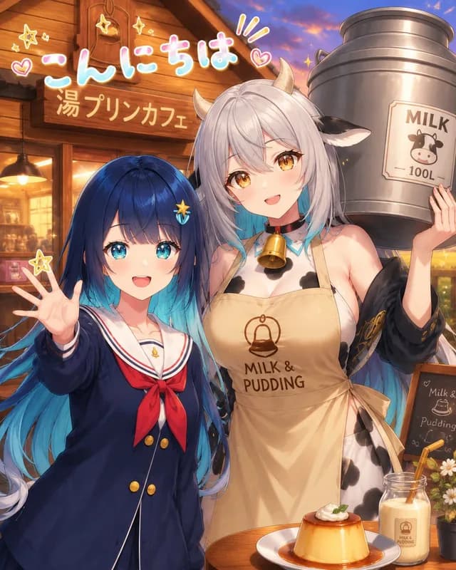 Anime Milk Pudding Café Greeting preview image 1