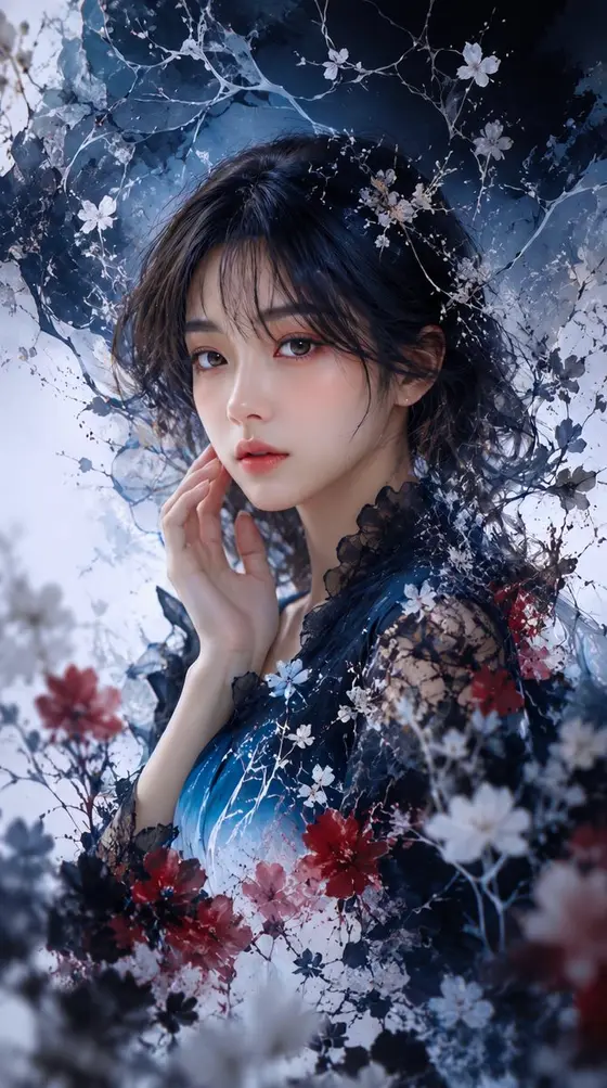Dark Paper Flower Portrait preview image 1