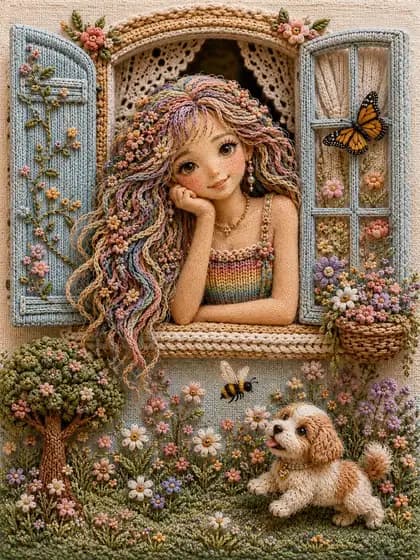Handcrafted 3D Embroidery Scene preview image 1