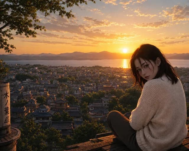 Cinematic Sunset Rooftop Portrait preview image 1