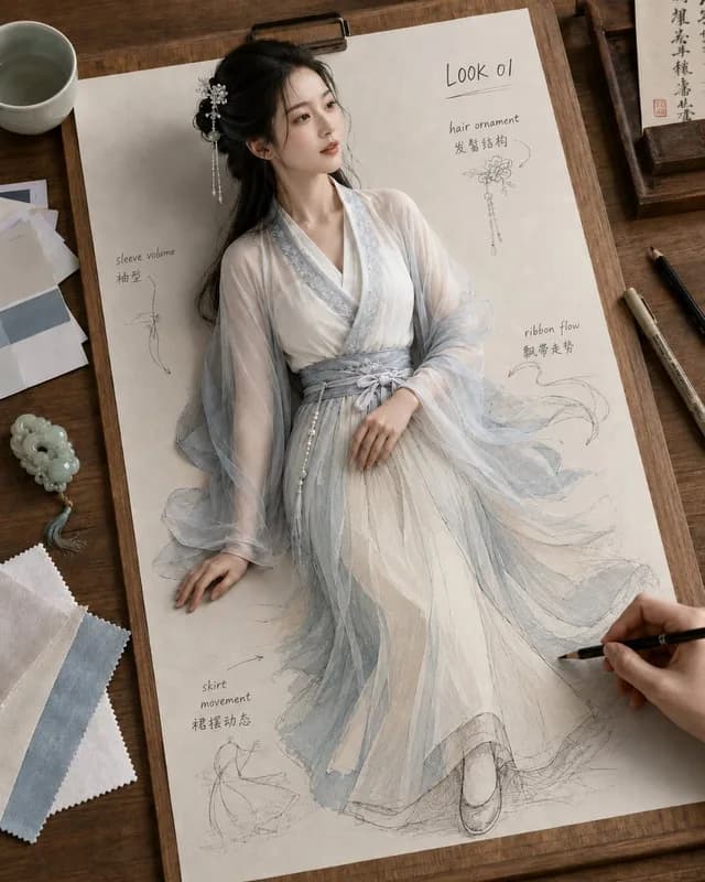 Living Hanfu Fashion Sketch preview image 1