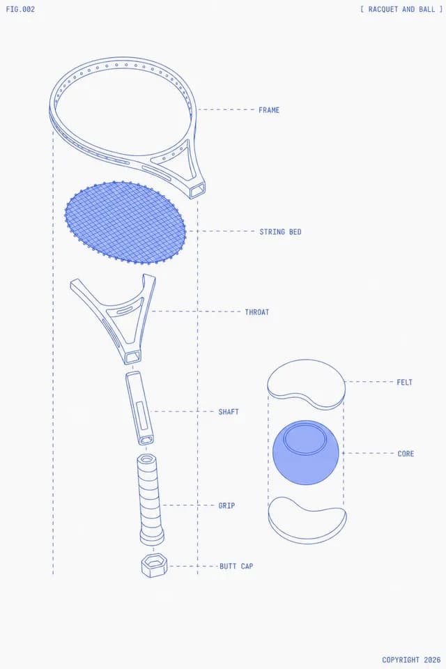 Exploded Tennis Racquet Blueprint preview image 1