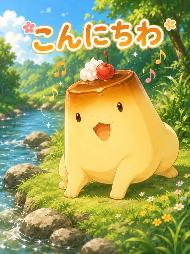 Cute Pudding Mascot Greeting preview image 1