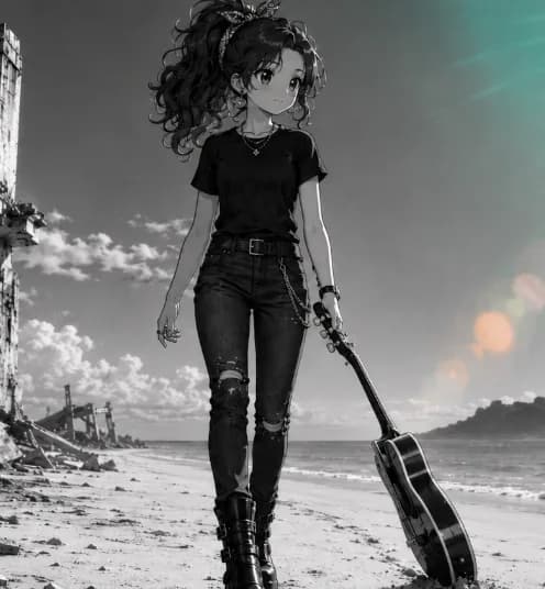 Dragging Guitar on Beach Walk - 1 preview image 1