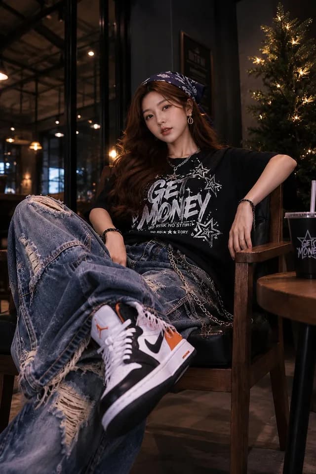Ultra-Realistic Streetwear Café Portrait - 1 preview image 1