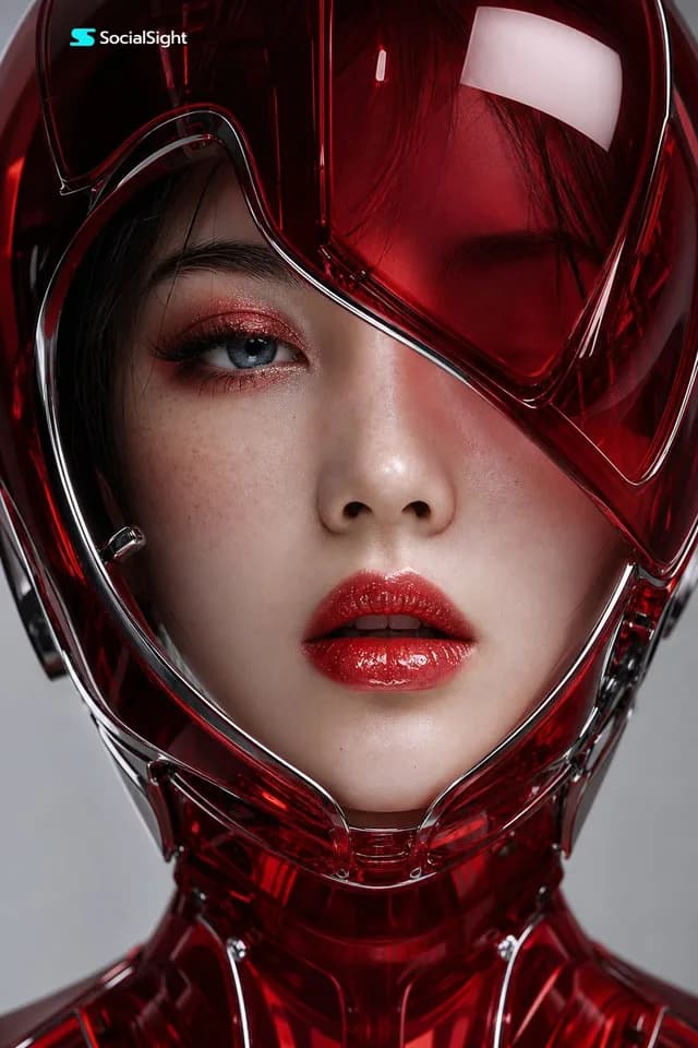 Futuristic Cyber Portrait of a Japanese Woman preview image 1