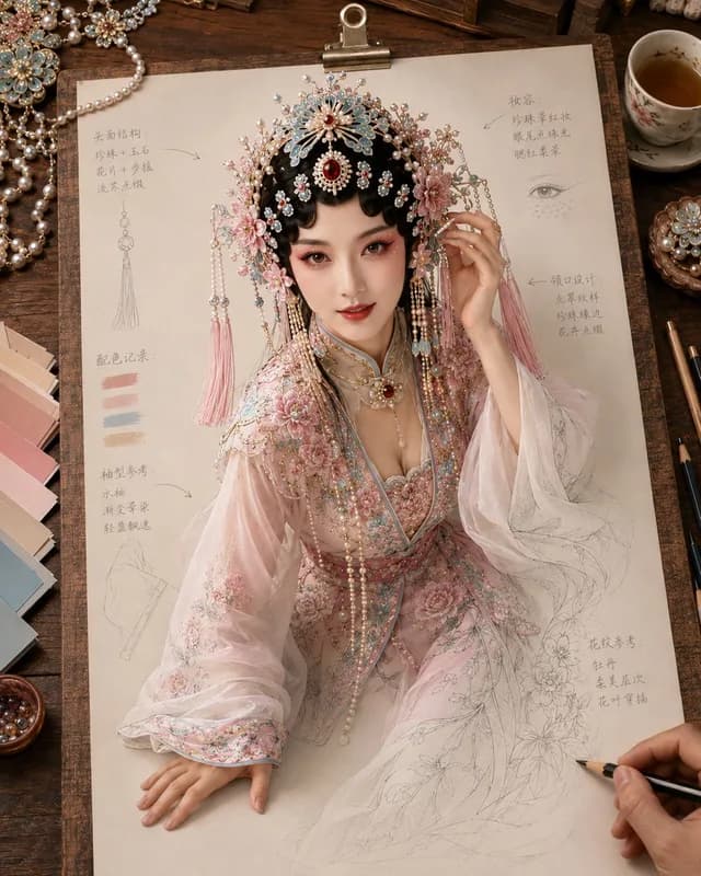 Traditional Chinese Opera Setup Sketch - 1 preview image 1