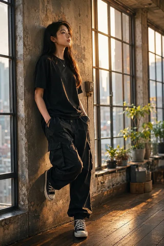 Golden Hour Industrial Loft Portrait preview image 1