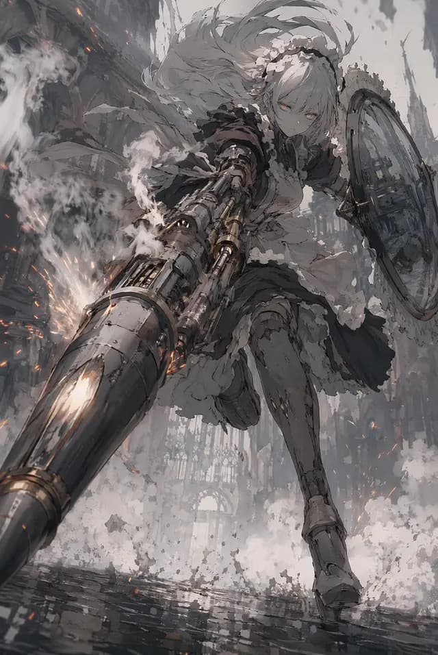 Silver-Haired Battle Maid preview image 1