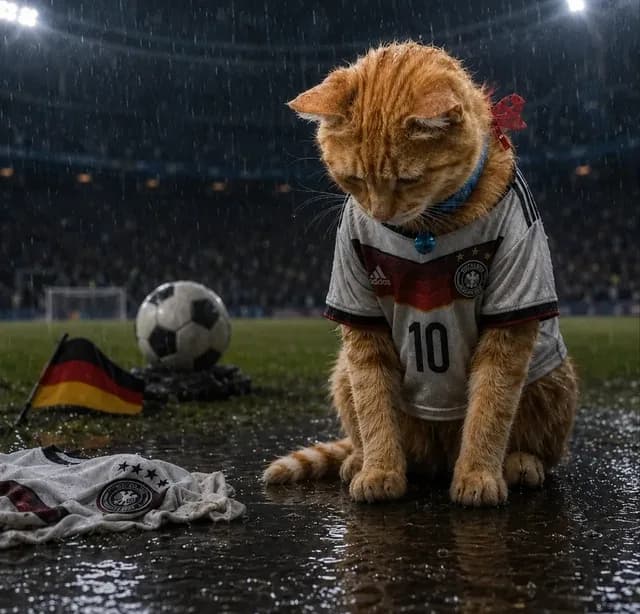 Sad Football Cat in Germany Jersey preview image 1