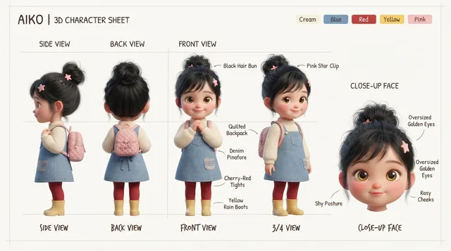 Aiko 3D Character Sheet - 1 preview image 1