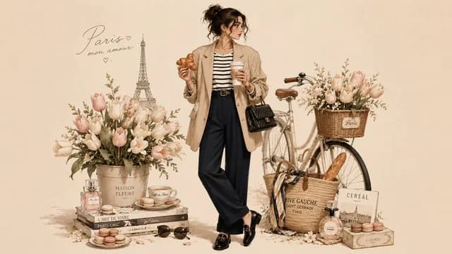 Parisian Fashion Lifestyle Illustration preview image 1