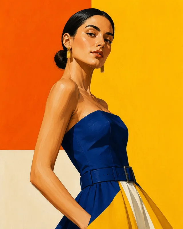 Geometric Color-Block Fashion Illustration - 1 preview image 1