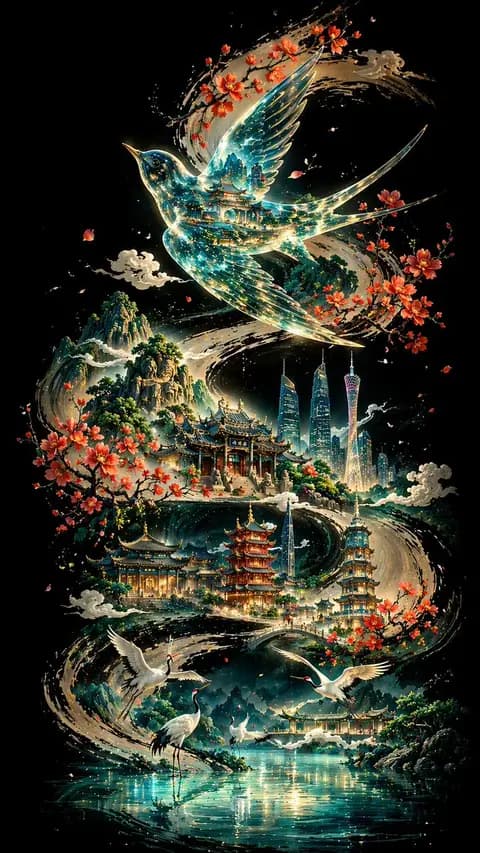 Ink Calligraphy Guangzhou Poster preview image 1