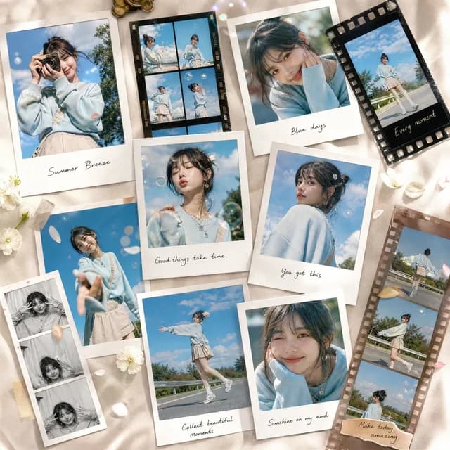 Luxury Summer Polaroid Campaign Collage preview image 1