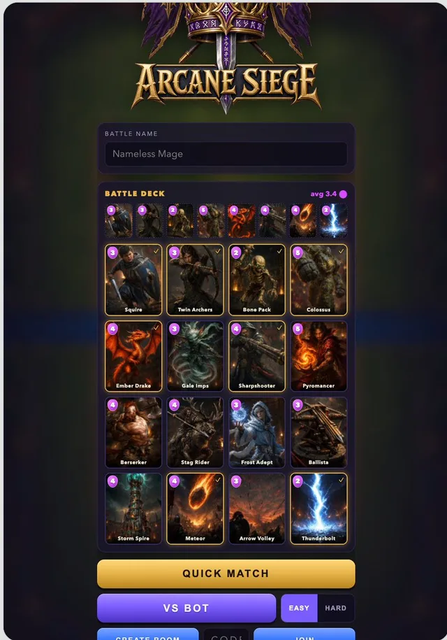 Arcane Siege Mobile Deck UI preview image 1