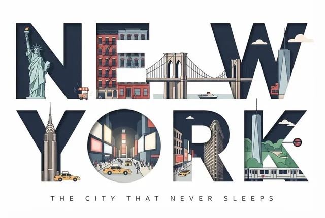 Typographic Travel Poster with Inner Scenes - 1 preview image 1