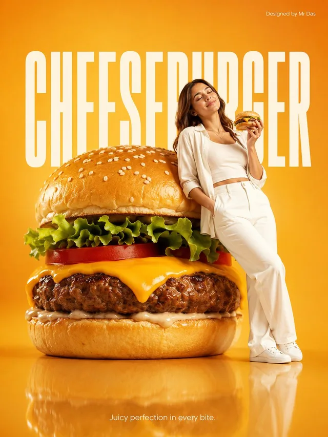 Minimalist Giant Cheeseburger Ad Concept preview image 1