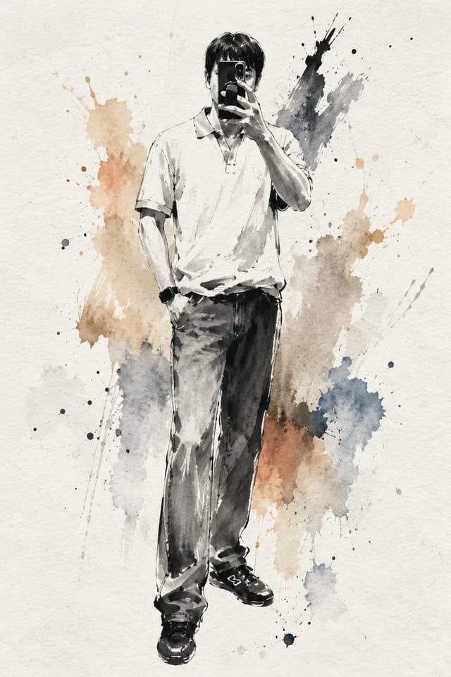 Artistic Ink Wash Portrait Sketch preview image 1