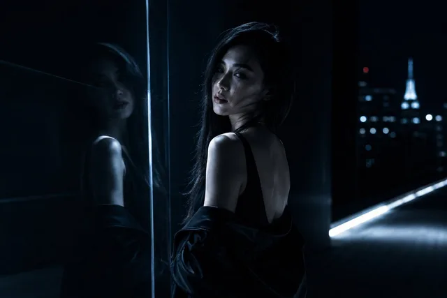 Moody Night Balcony Fashion Portrait preview image 1