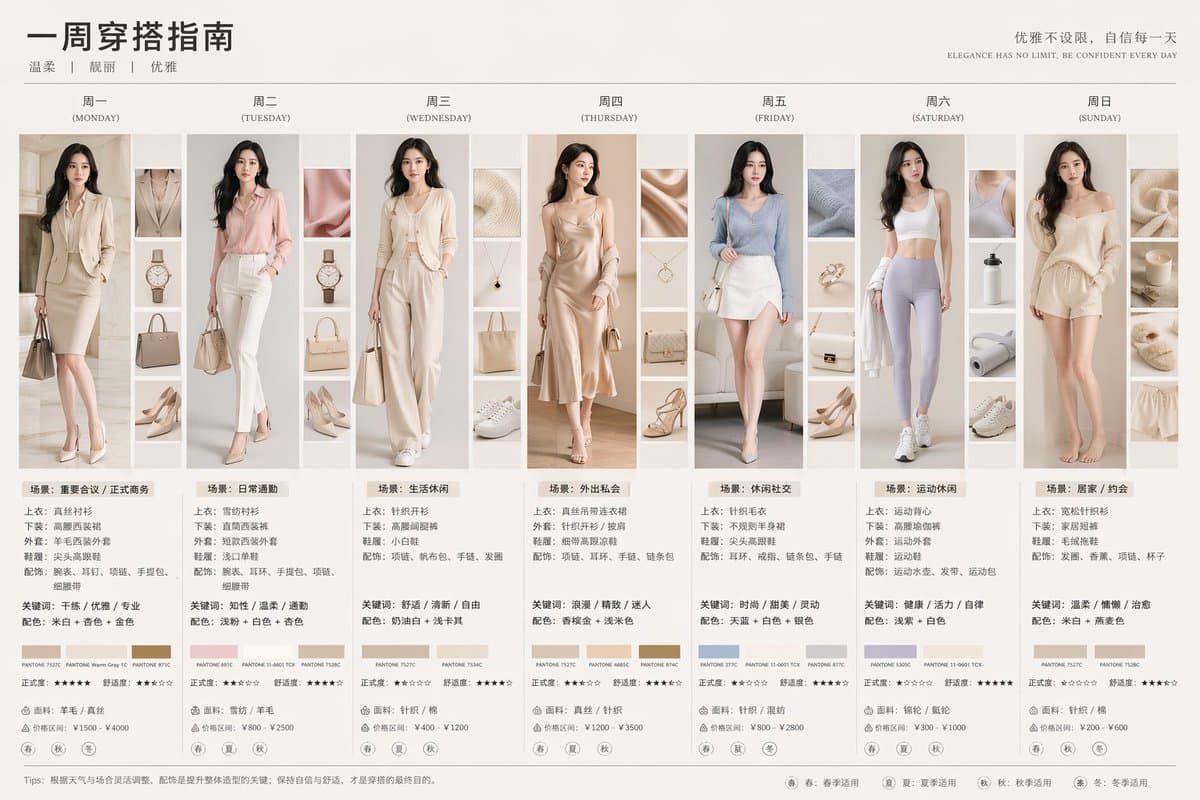 7-Day Fashion Lookbook Infographic preview image 1