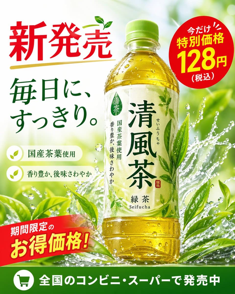 Green Tea Bottle Advertisement Poster preview image 1