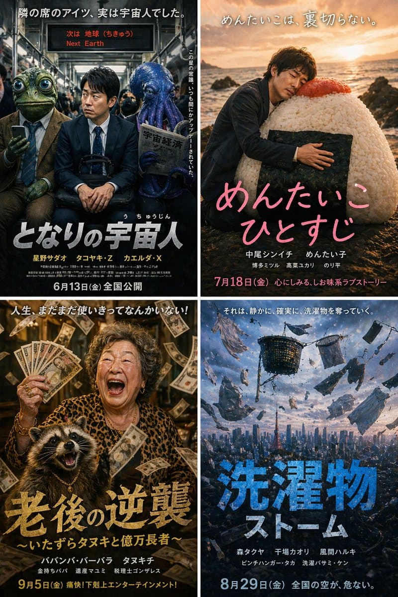 4-Panel Parody Movie Poster Grid preview image 1