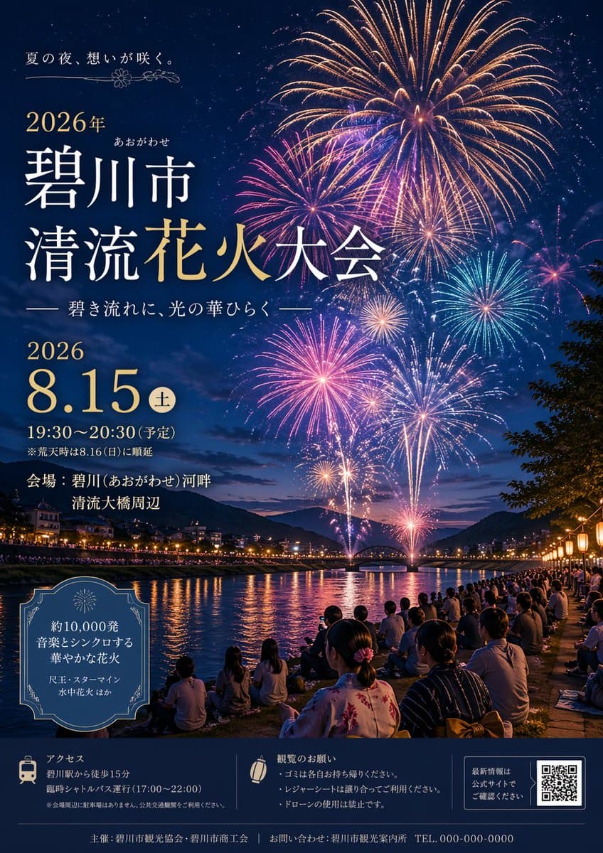 Japanese Fireworks Festival Poster preview image 1