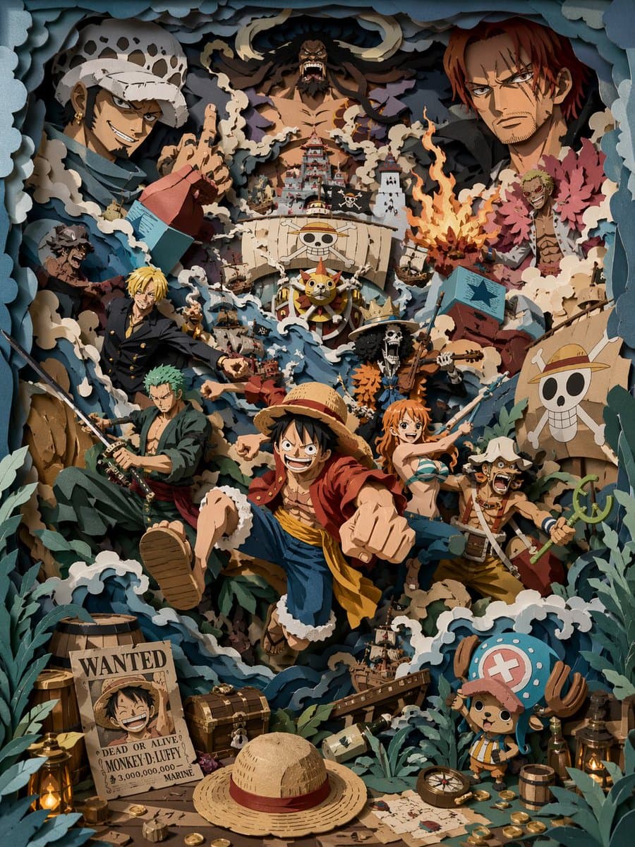 3D Papercut Pirate Scene preview image 1