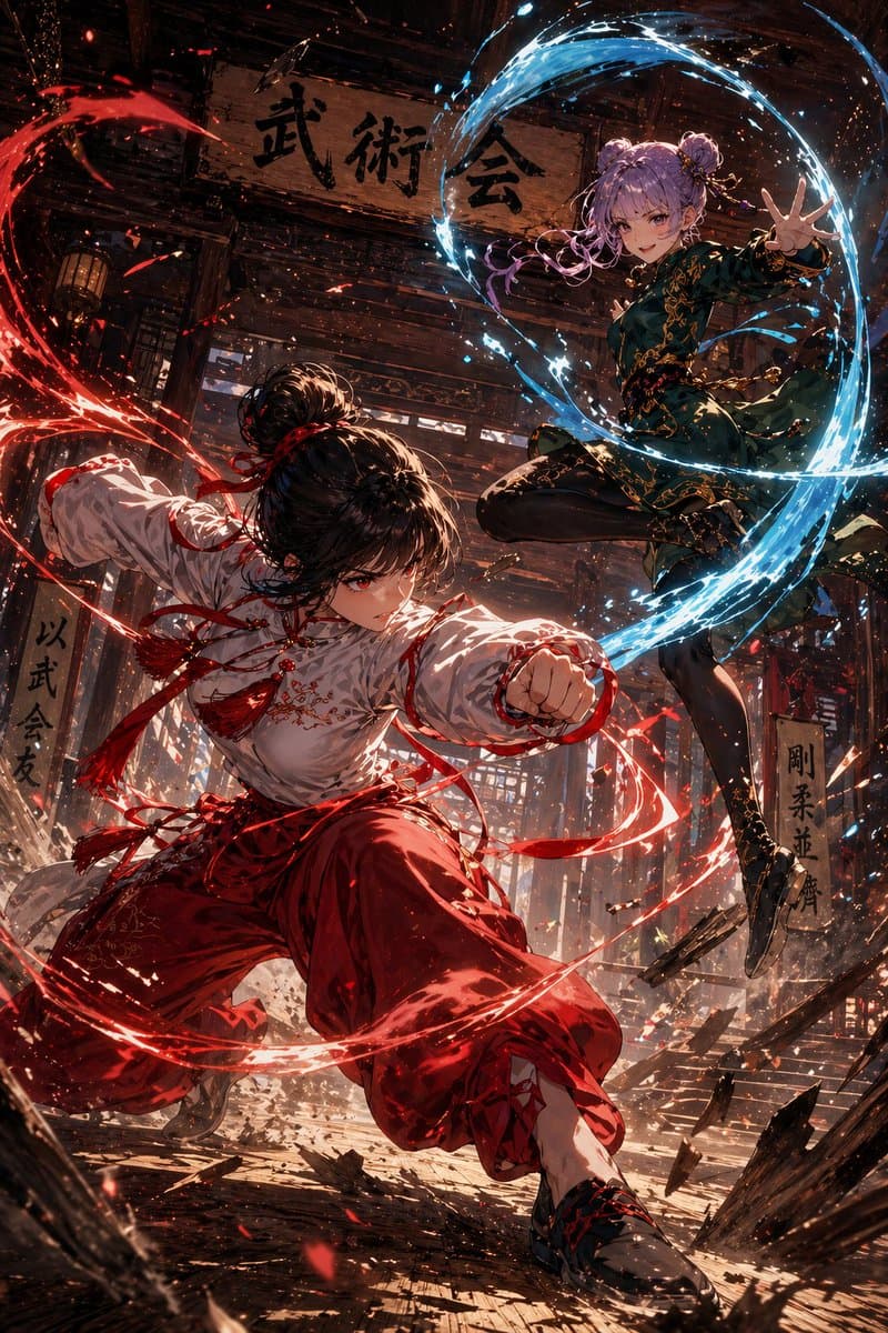 Anime Martial Arts Duel in Dojo preview image 1