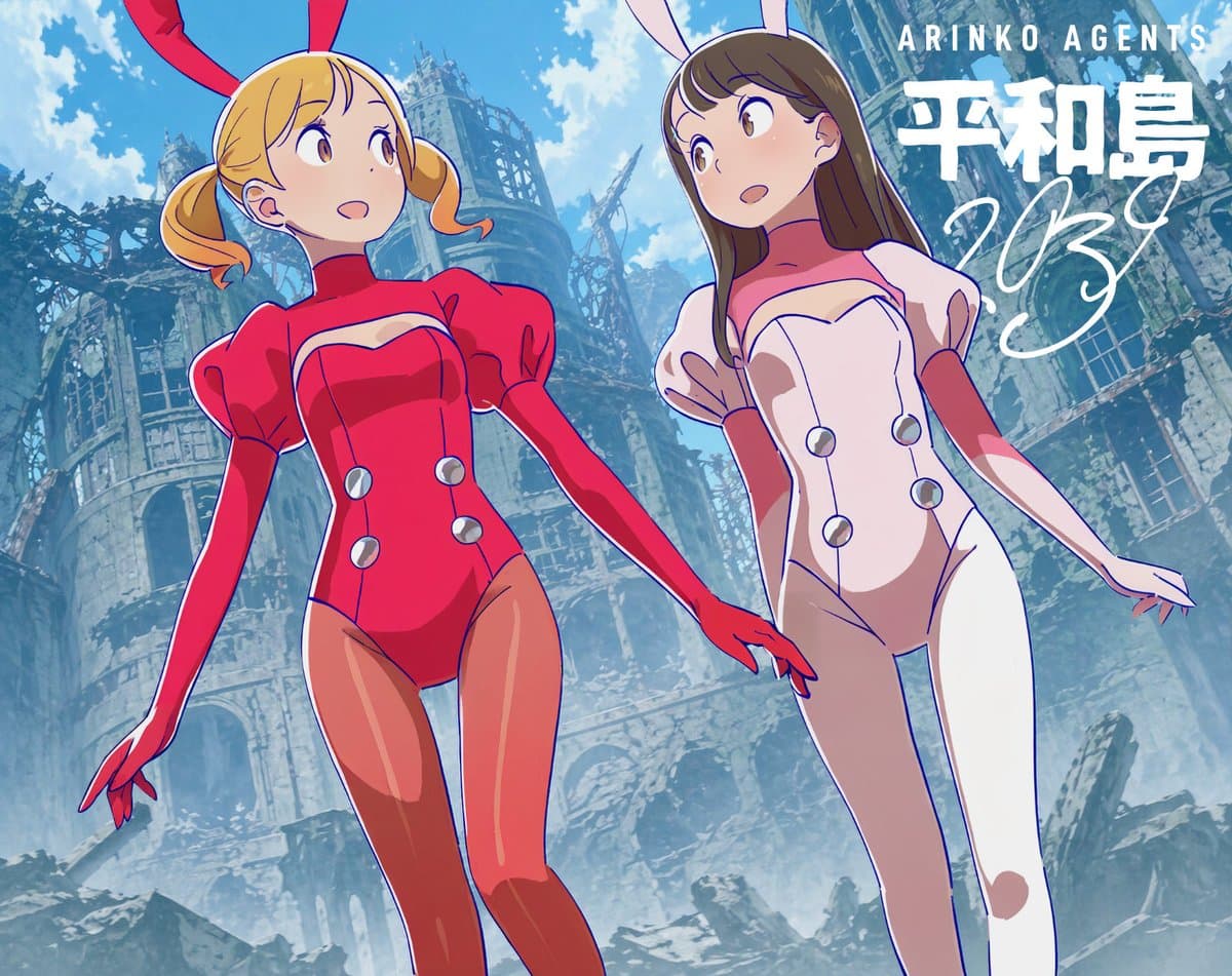 Low-Angle Anime Bunny Girls in Ruins preview image 1