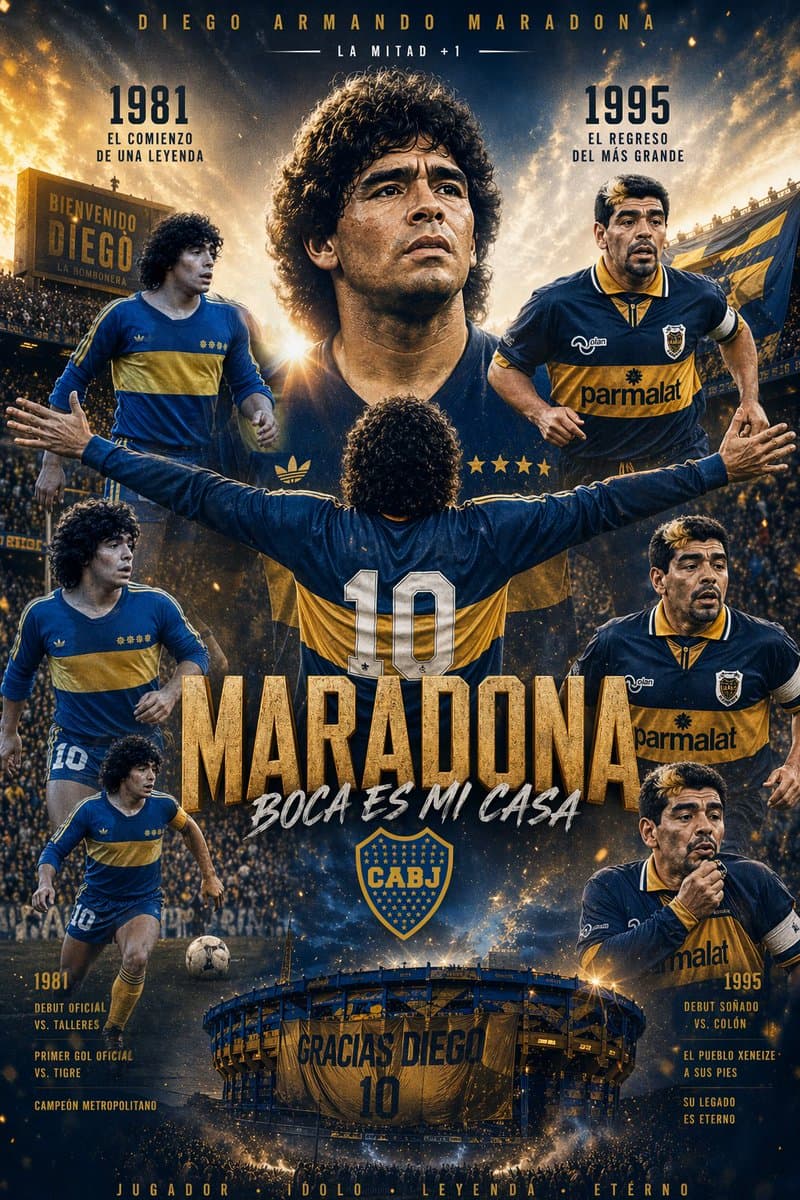 Maradona Boca Juniors Infographic Poster preview image 1