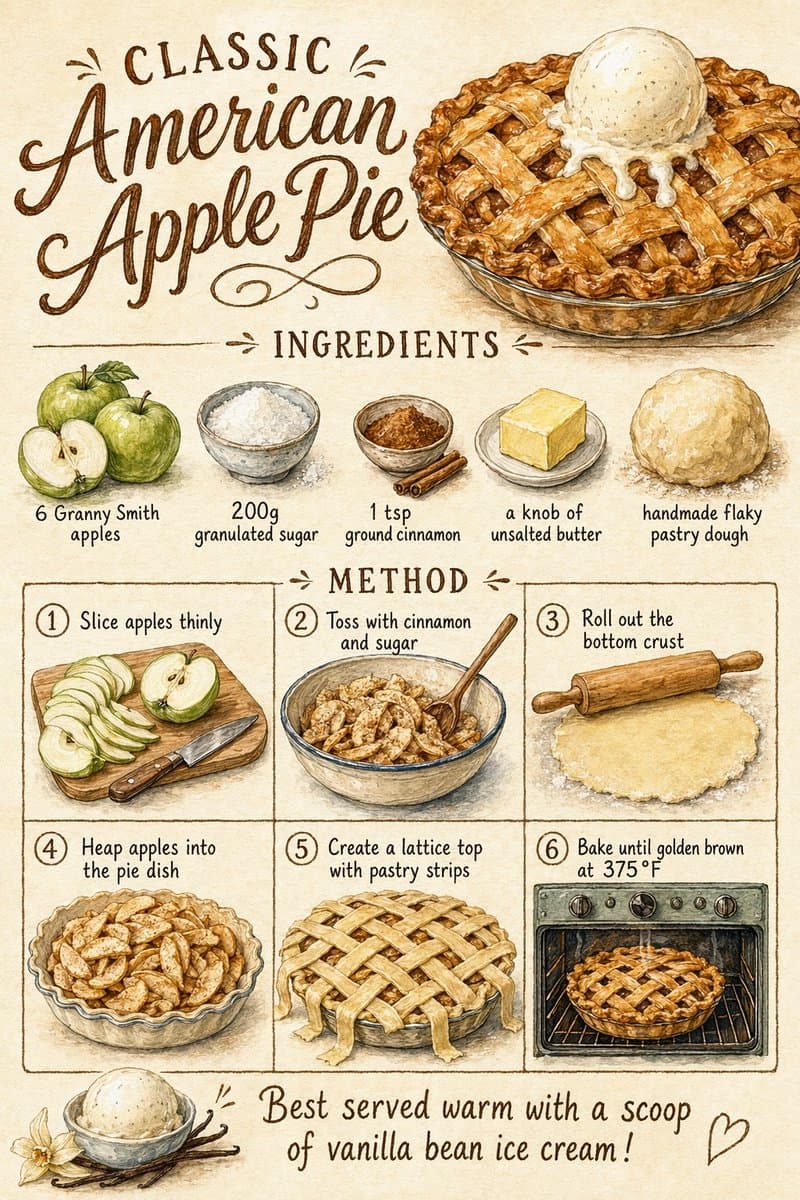 Vintage Apple Pie Recipe Poster preview image 1