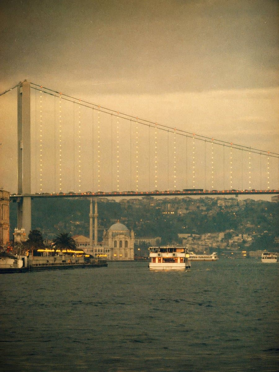 Vintage Bosphorus Bridge Ferry Scene preview image 1